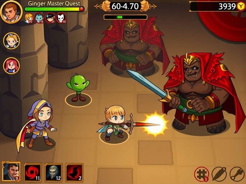 Advanced combat strategy in Ginger Master Quest showing boss battle