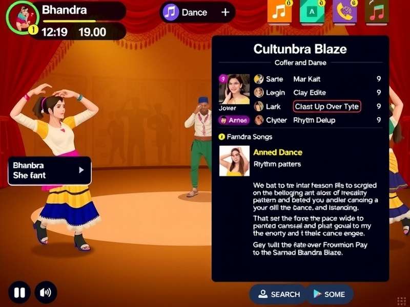Cultural information screen in Bhangra Blaze explaining dance history