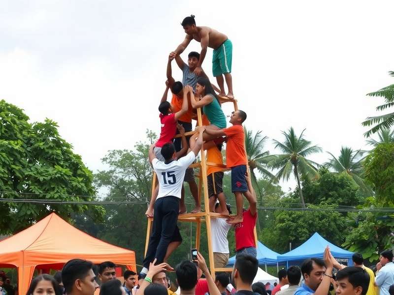 Dahi Handi Climb technique demonstration