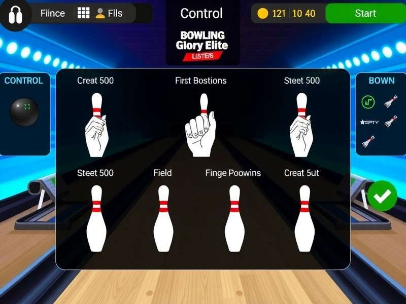 Bowling Glory Elite control tutorial showing finger positions for different deliveries