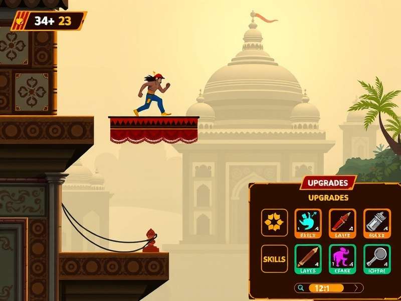 Indian Jump Legend character progression screen showing skills and upgrades