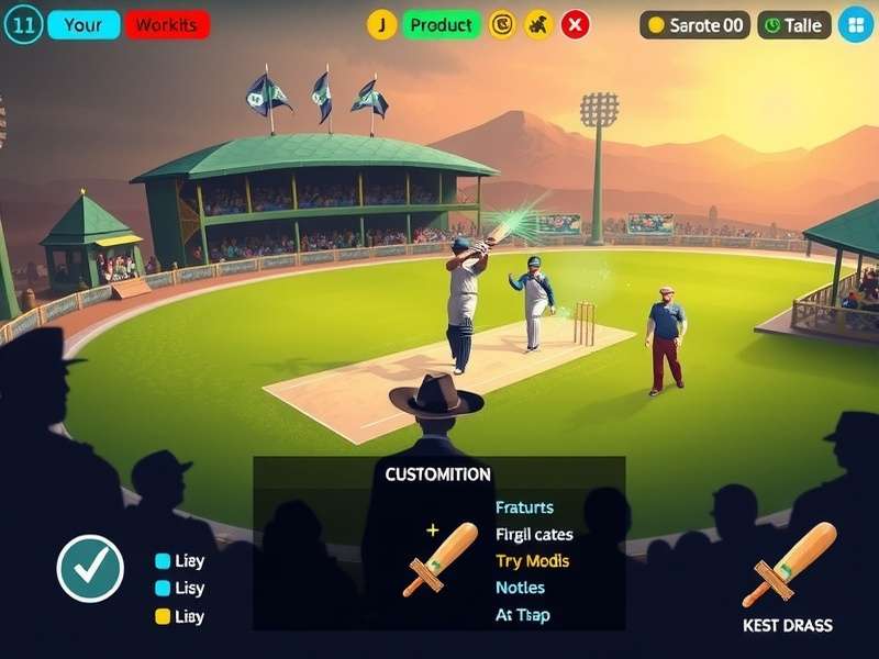 Cricket Wizardry gameplay screenshot showing magical cricket stadium