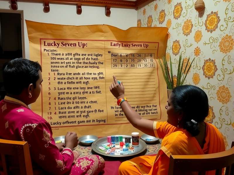 Family playing Lucky Seven Up during Diwali celebration