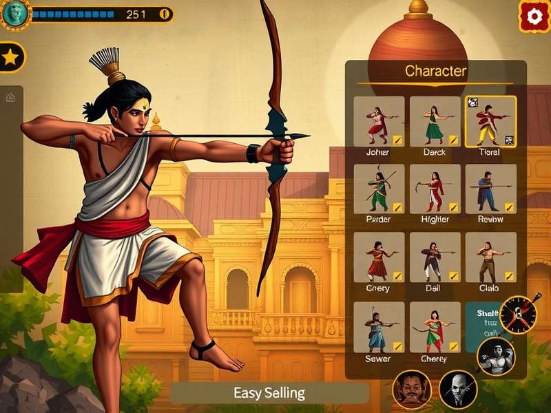 Hindu Archery Legend gameplay screenshot showing archery action