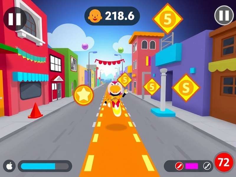 Jalebi City Dash gameplay screenshot showing colorful streets and characters