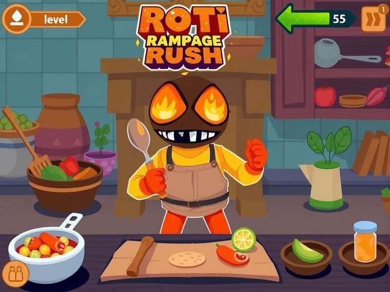Roti Rampage Rush gameplay screenshot showing cooking interface