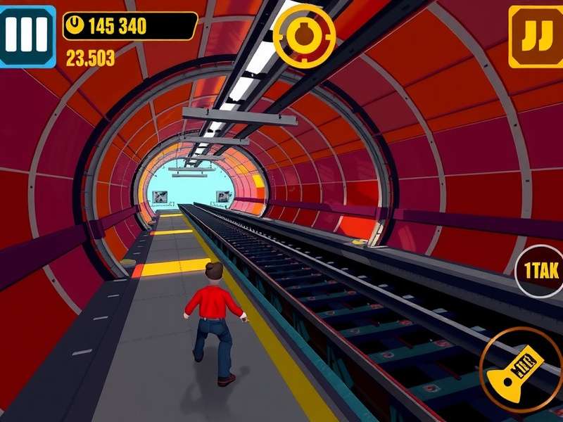 Metro Rush Champion gameplay screenshot showing character navigating subway tunnels