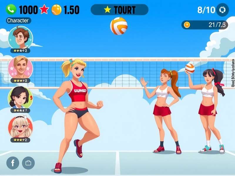 Sunny Spikers Glory character roster showing diverse athletes