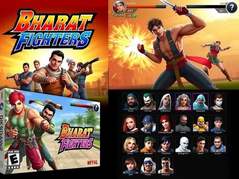 Bharat Fighters game cover featuring multiple characters in combat poses