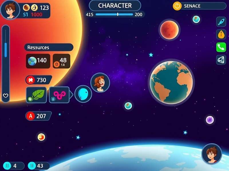 Resource management interface in Planetary Flare Stroll