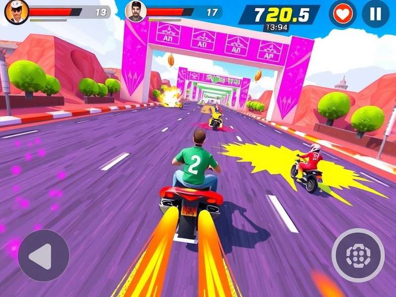 Holi Speed Legend gameplay screenshot showing colorful racing action
