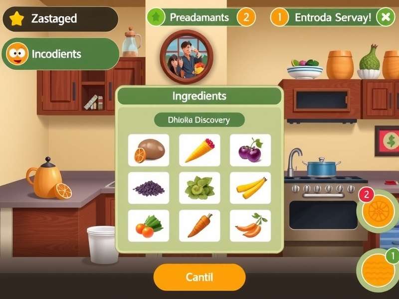 Dhokla Discovery gameplay interface showing virtual kitchen