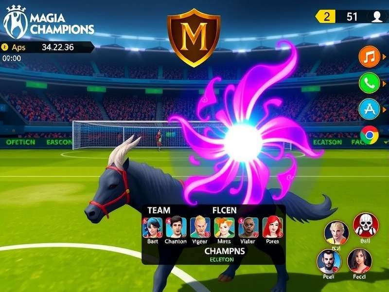 Magia Champions League gameplay screenshot showing magical battle