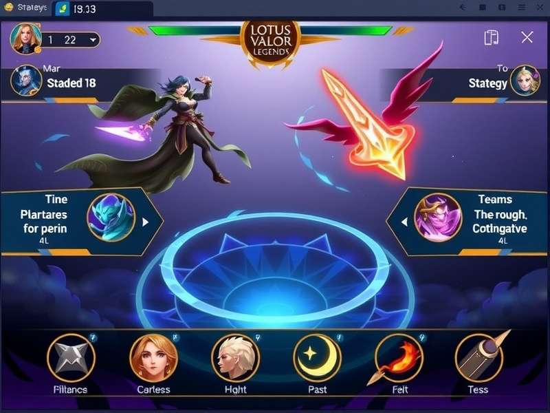 Lotus Valor Legends gameplay screenshot showing character selection and battle interface