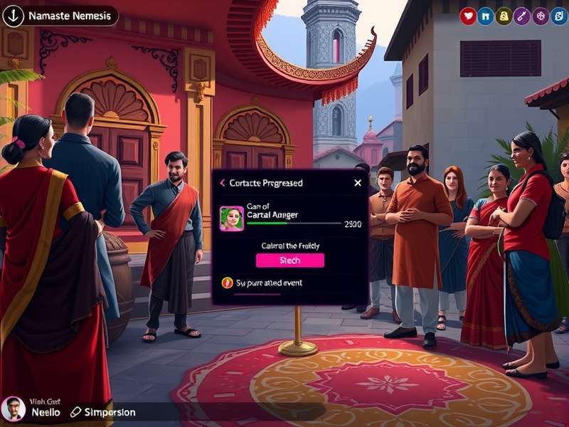 Namaste Nemesis gameplay screenshot showing Indian cultural elements