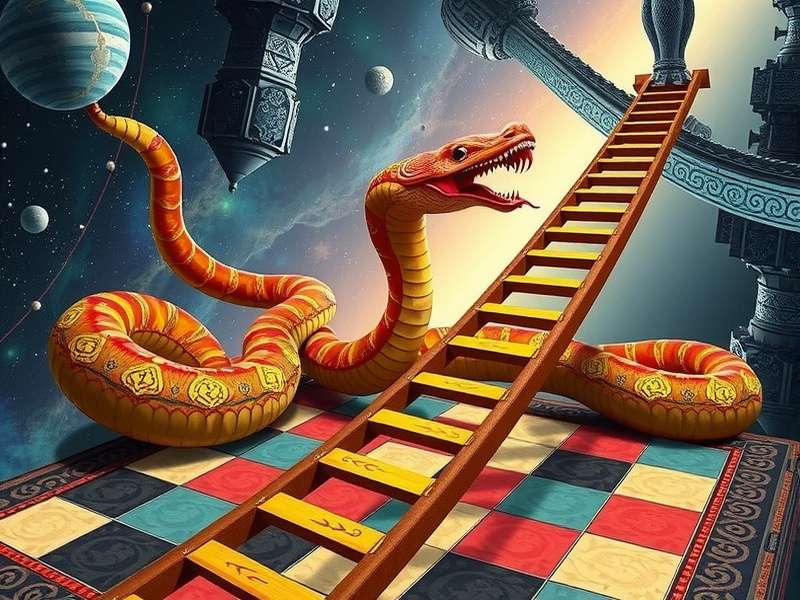 Ancient Indian depiction of Moksha Patam game