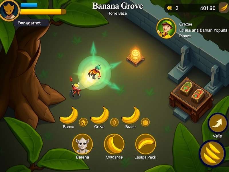 Banana Arcane Warrior gameplay screenshot showing character using banana-based magic