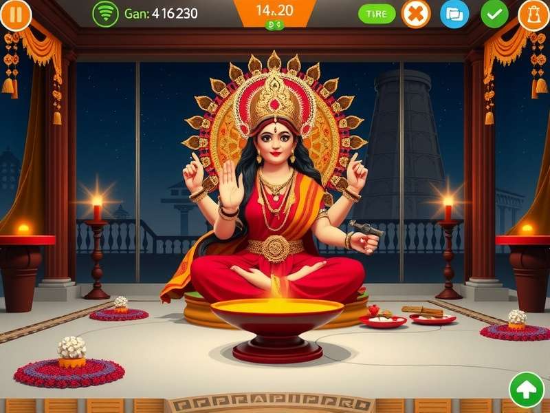 Educational content in Durga Devotion Place showing Hindu mythology