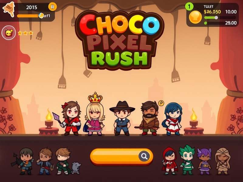 Choco Pixel Rush gameplay screenshot showing chocolate-themed pixel art