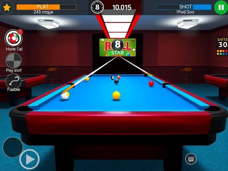 Dynamic 8 Ball Star gameplay screenshot showing realistic pool table and balls