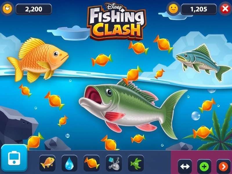Fishing Clash mobile game interface showing a player catching a large fish