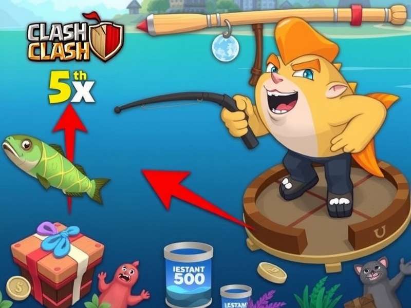 Fishing Clash game screen showing gift code redemption and in-game rewards