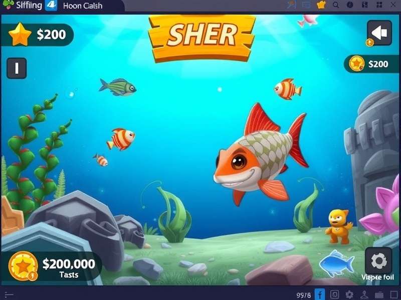 Person playing Fishing Clash game on a smartphone by a tranquil lake