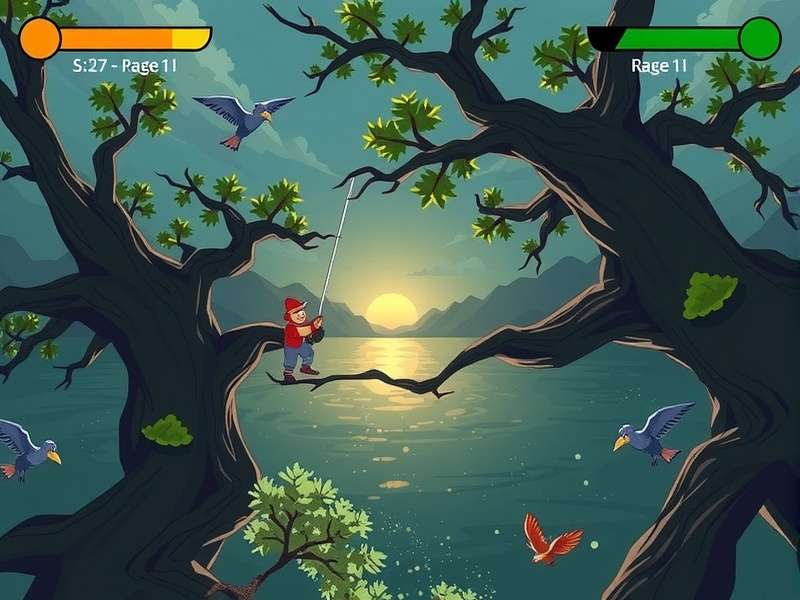 A person playing Fishing Clash on a smartphone, with serene water in the background