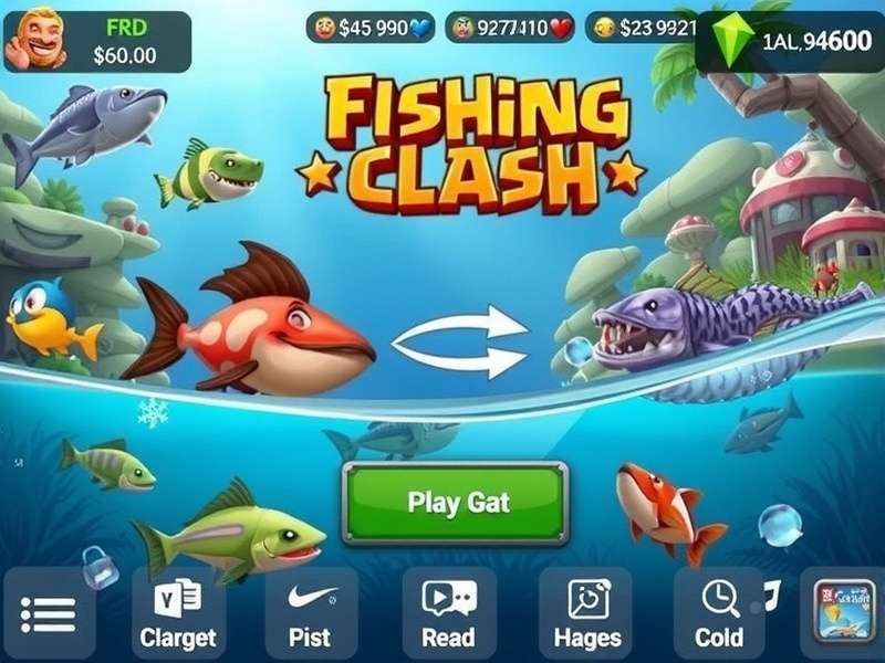 Fishing Clash gameplay showing a player catching a massive fish with promo code overlay