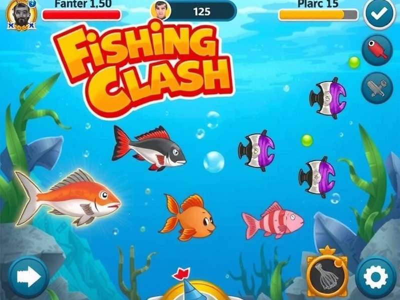 Fishing Clash Mod Apk gameplay showing unlimited coins and rare fish