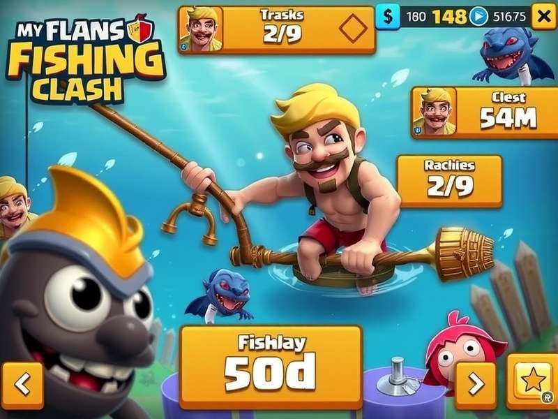 Fishing Clash game scene showing a player catching a large marlin on a mobile device