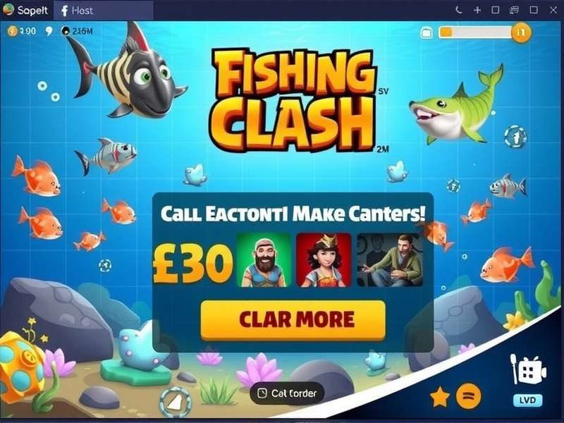 Fishing Clash game screenshot showing a player catching a legendary fish with booster effects active